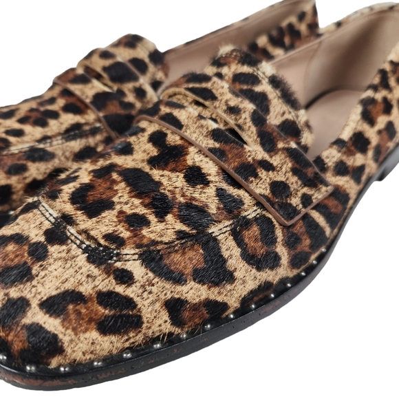 Something Navy Cheetah Leopard Calf Hair Leather Loafers Blogger Women's Size 7 - Picture 12 of 14
